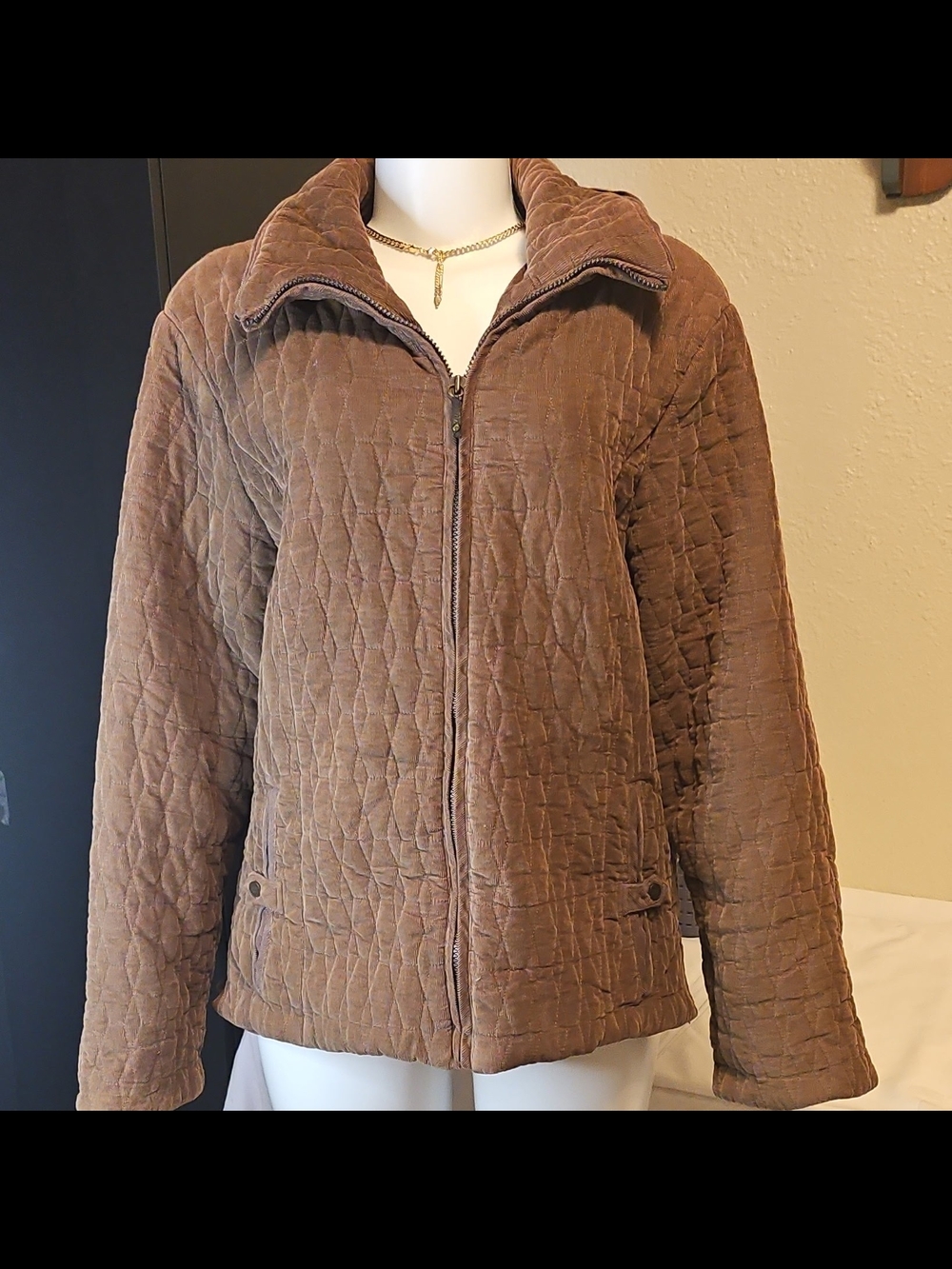 Pacific Trail Women's Brown Quilted Full Zip Lined Short Jacket Size XL